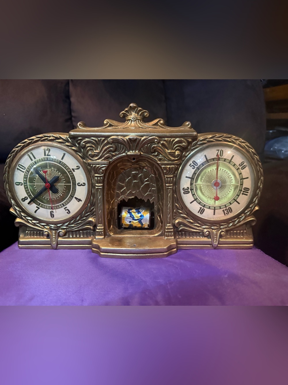 VINTAGE MASTERCRAFTERS FIREPLACE TEMP GAGE MOTION CLOCK As-Is Untested Model 371